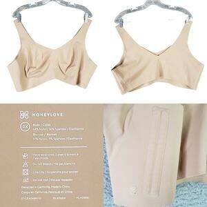 Honeylove V-Neck Wireless Pullover Comfort Bra Sand Plus Size 2X